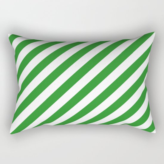 Diagonal Stripes (Forest Green/White) Rectangular Pillow