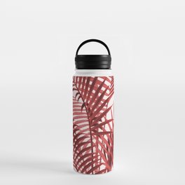 Tropical Red Palm Leaves Water Bottle