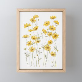 Yellow Cosmos Flowers Framed Mini Art Print