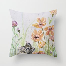 Mouse in the Field Throw Pillow