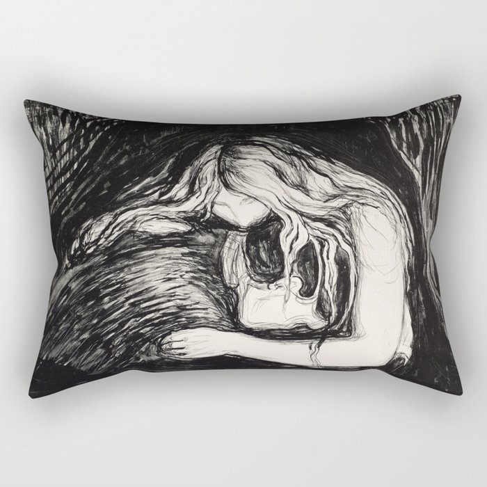 Love and Pain (Vampire I) Edvard Munch Black White Print Rectangular Pillow