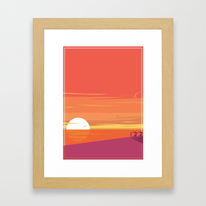 Sun Set at the Beach Framed Art Print