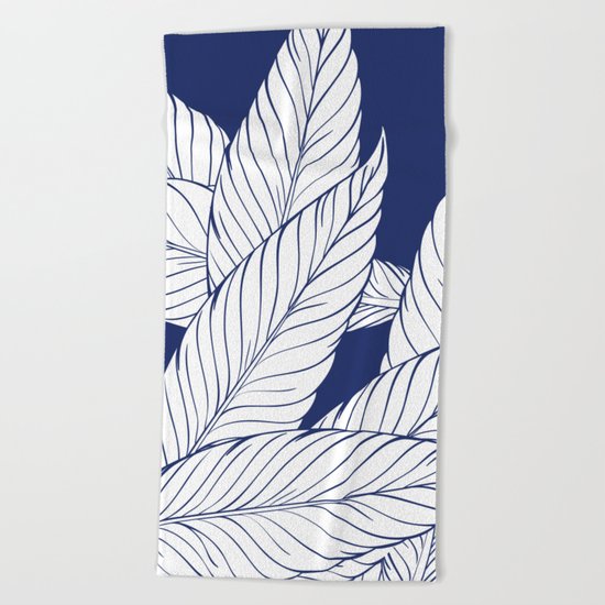 SUMMERTIME (Leaves on blue) Beach Towel