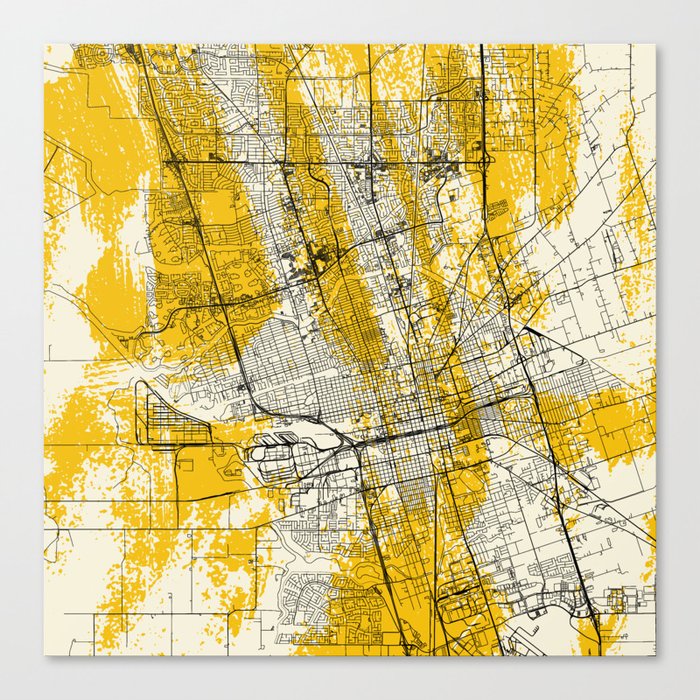 Stockton, USA - Authentic City Map Canvas Print