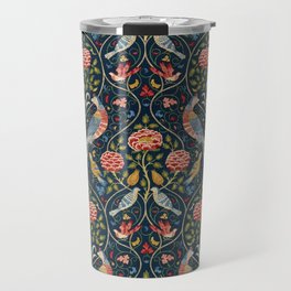 William Morris Vintage Seasons by May Melsetter Bird Pattern Indigo Blue Travel Mug