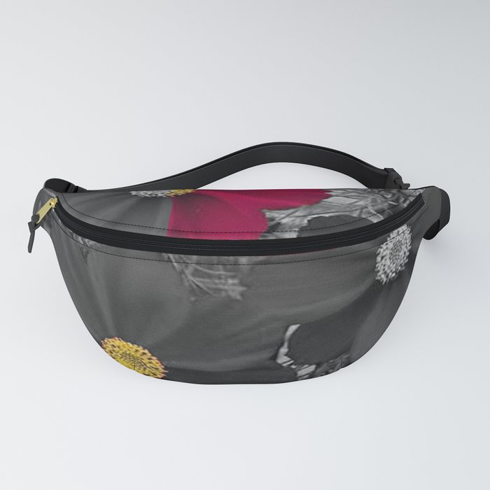 Black and maroon flower Fanny Pack