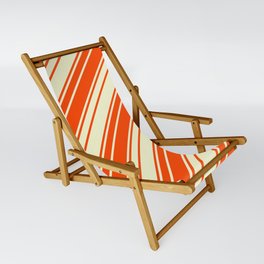 [ Thumbnail: Red & Light Yellow Colored Lines/Stripes Pattern Sling Chair ]