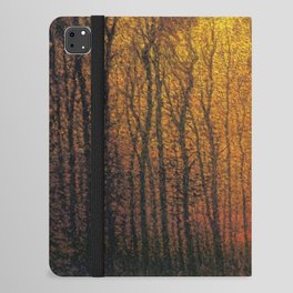 Deep woods in fall birch and aspen trees in golden twilight landscape nature painting by John Joseph Enneking iPad Folio Case