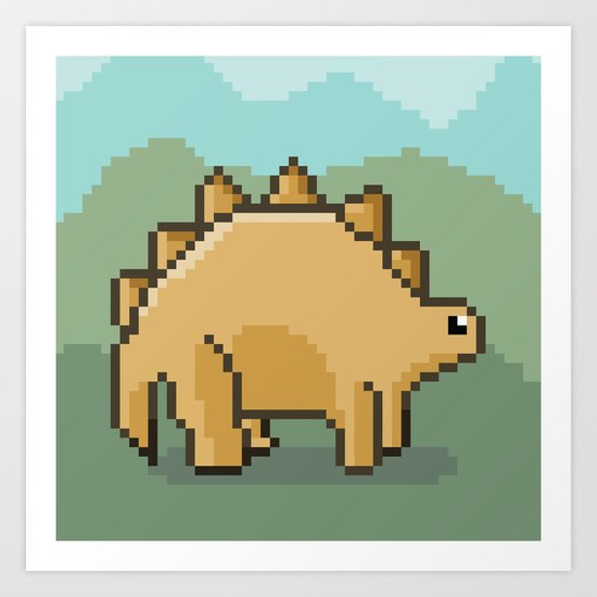 Pixel Dino! Art Print