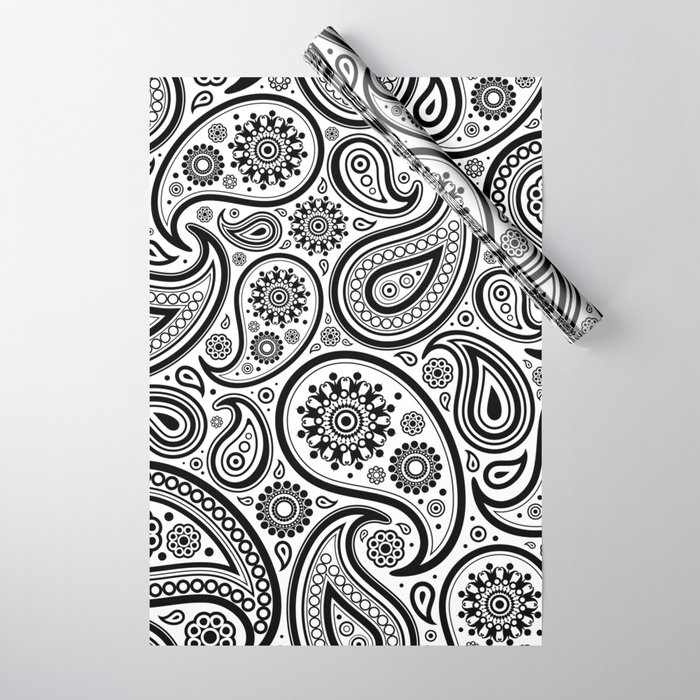 Black and white paisley pattern Wrapping Paper