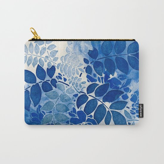 monochrome floral in blue Carry-All Pouch