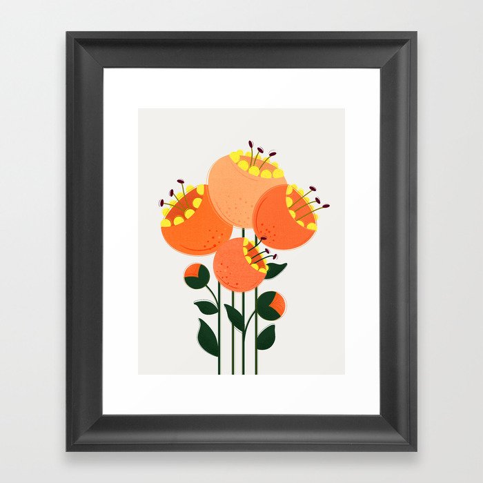 Orange Garden Flowers Framed Art Print