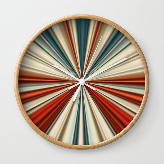 Conical Gradient Stripe Explosion Teal Copper Mix Wall Clock