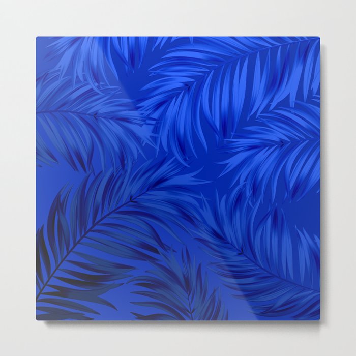 Palm Tree Fronds Brilliant Blue on Blue Hawaii Tropical Décor Metal Print
