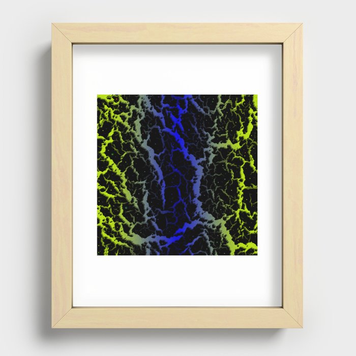 Cracked Space Lava - Lime/Blue Recessed Framed Print