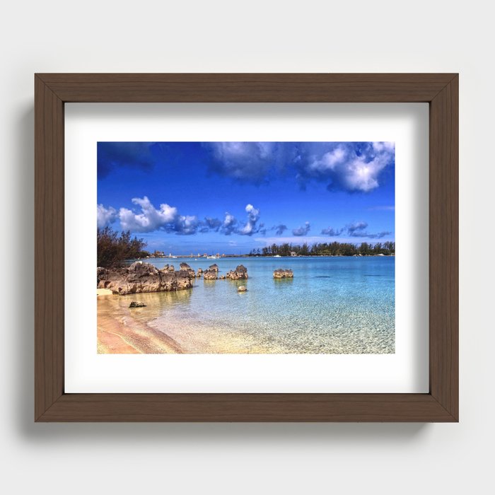 Blue Skies over Crystal Clear Water in Bermuda Recessed Framed Print