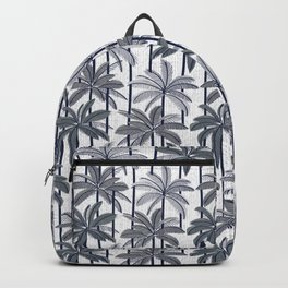Retro Palm Springs vibes // white background highball grey palm trees oxford navy blue lines Backpack