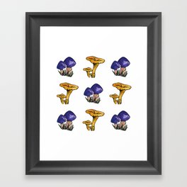 Mushroom Medley #1 - Purple and Yellow Framed Art Print