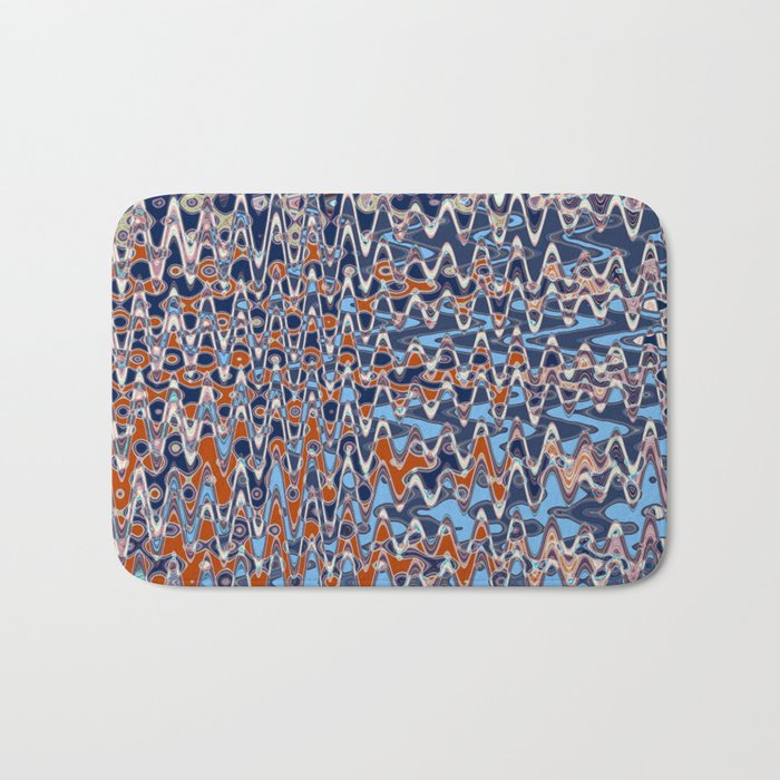 Distorted Red And Blue Pattern Bath Mat