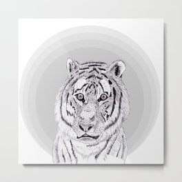 Surprised !! Startled Tiger in Ink Edition 1 Metal Print