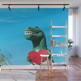 Tyrannosaurus Rex with Red Paper Heart Wall Mural