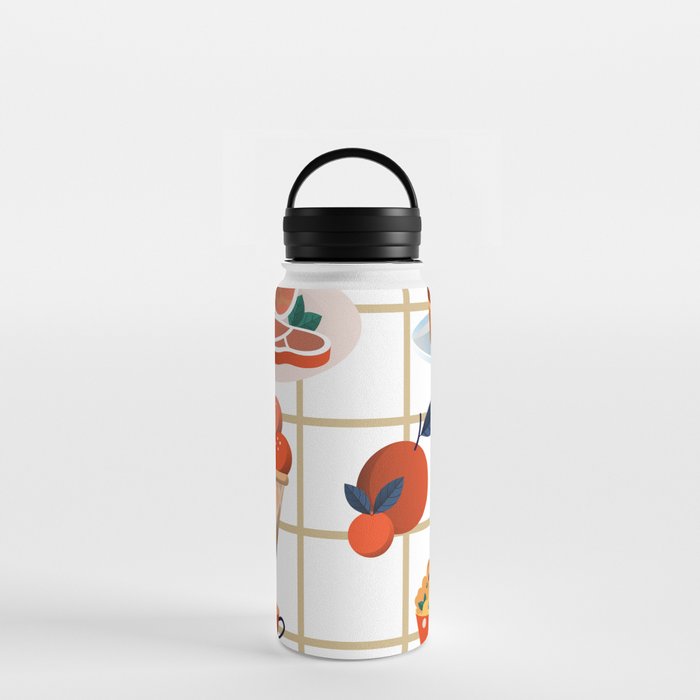 food_pattern_template_colorful_classic_decor Water Bottle
