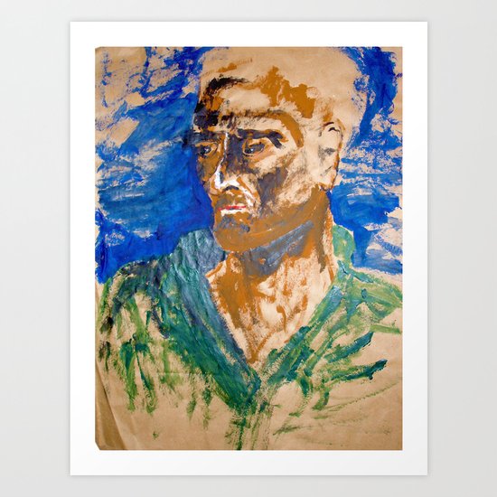 Man with blue background Art Print