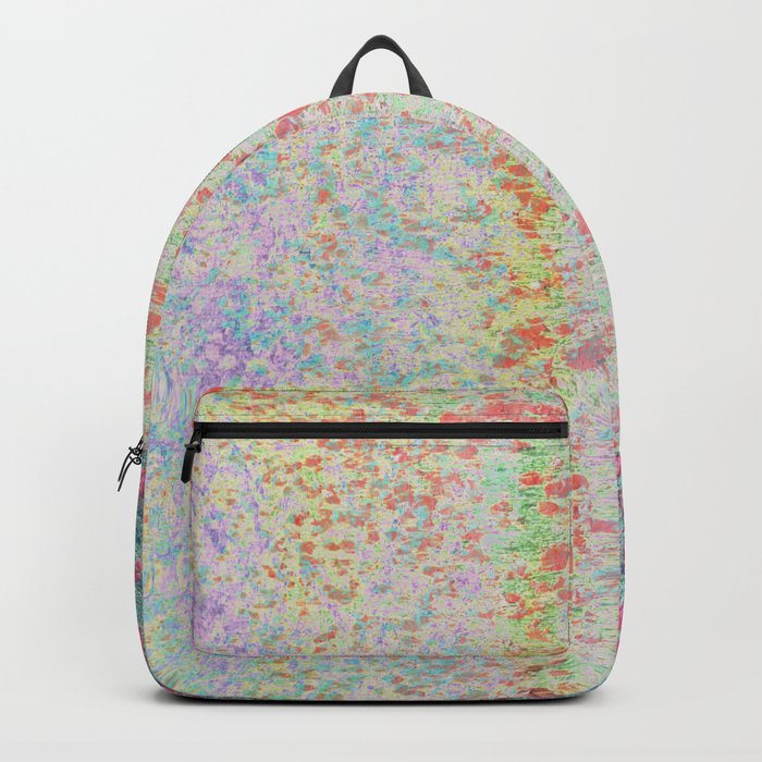 pink green lavender floral illusion perceived fabric look Backpack