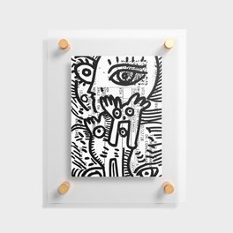 Creatures Graffiti Black and White on French Train Ticket Floating Acrylic Print