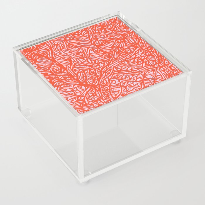 Summer Orange Saffron - Vibrant Abstract Botanical Nature Acrylic Box