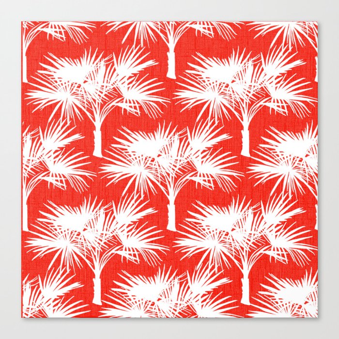 70’s Palm Springs Trees White on Red Canvas Print