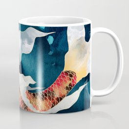 Metallic Koi II Coffee Mug | Bohemian, Organic, Digital, Abstract, Orange, Gold, Water, Black, Aquatic, Red 