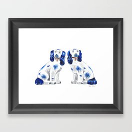 Pair of Staffordshire Dogs in Blue Framed Art Print