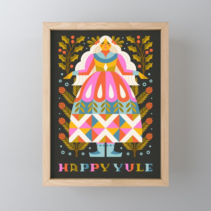 Happy Yule // Black Framed Mini Art Print