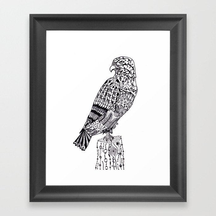 Hawk Zentangle Art Framed Art Print