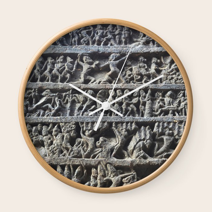 Ajanta Caves Sculpture Wall Clock By Bluishmuse Society6