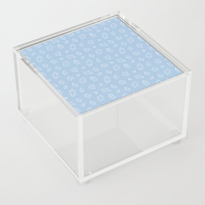 Pale Blue and White Gems Pattern Acrylic Box