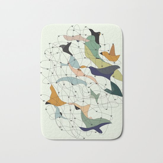 Chained birds Bath Mat