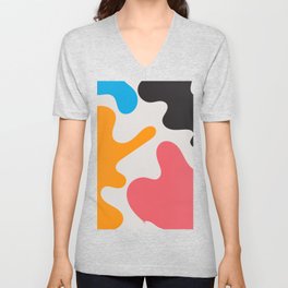 6  Abstract Shapes 220308 Digital Blob Organic Valourine Design  V Neck T Shirt