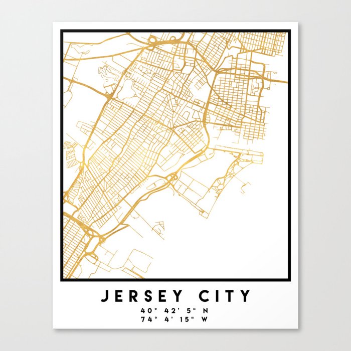 JERSEY CITY NEW JERSEY STREET MAP ART Canvas Print