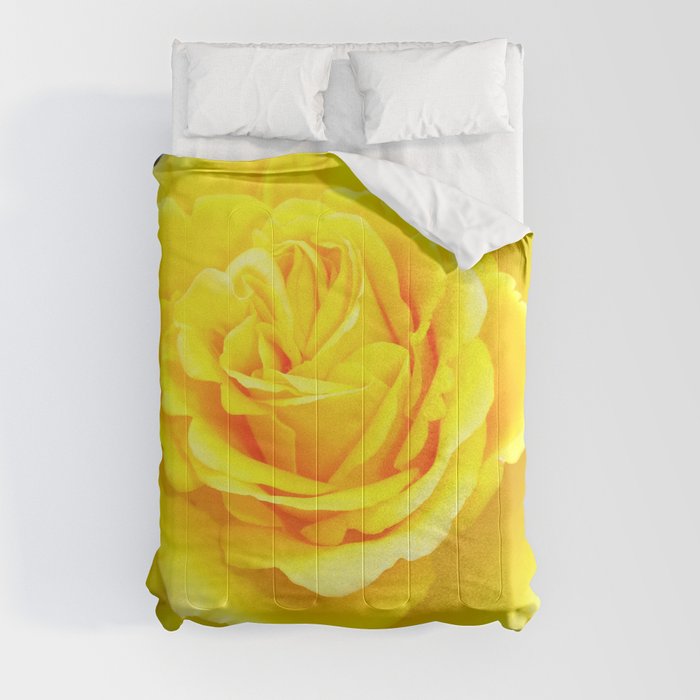 Golden Yellow Rose with Garden Background Comforter