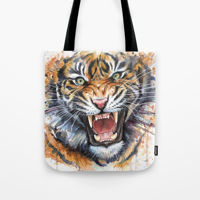 Tiger Watercolor Animal Painting Tote Bag