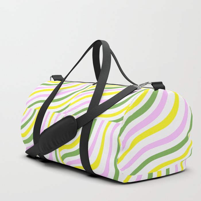 Retro Spring Pastel Striped Shells Duffle Bag
