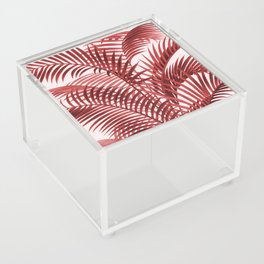Tropical Red Palm Leaves Acrylic Box