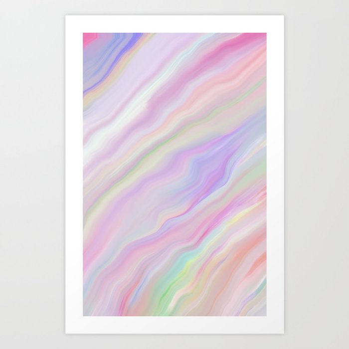 Pastel Rainbow Abstract Digital Painting Art Print By