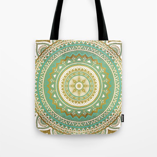 Blue and Gold Mandala Tote Bag