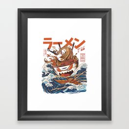 Great Ramen off Kanagawa Gerahmter Kunstdruck | Cartoon, Pattern, Ink, Graphite, Illustration, Concept, Watercolor, Graphicdesign, Kanagawa, Ramen 