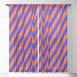 [ Thumbnail: Blue & Red Colored Lines/Stripes Pattern Sheer Curtain ]