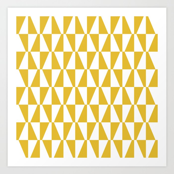 Mid Century Modern Geometric 313 Mustard Yellow Art Print by Tony