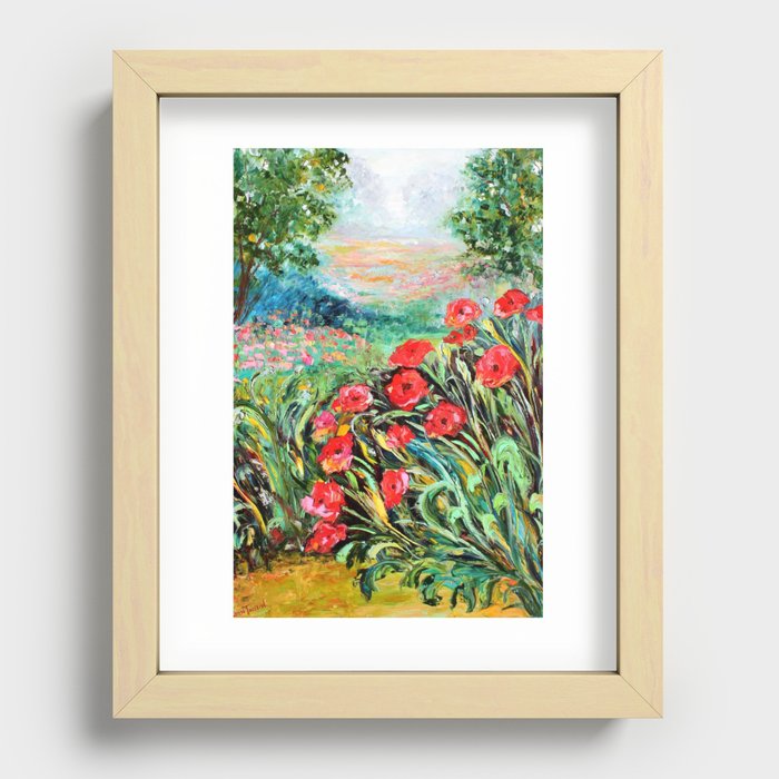 Poppies in the Wind Recessed Framed Print